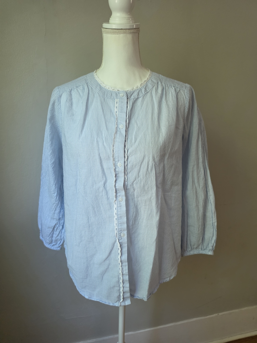 Lucky Brand Light Blue Pinstripe Button-Down Blouse